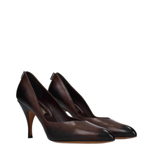 Miu Miu Brown Leather High Heel Women's Pumps - Picture 2 of 5